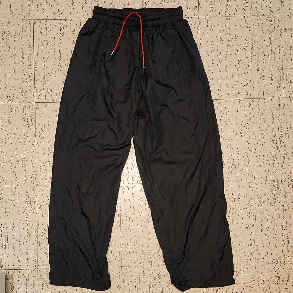 Jordan Black Straight Leg Lightweight Drawstring Windbreaker Pants Vintage Y2K